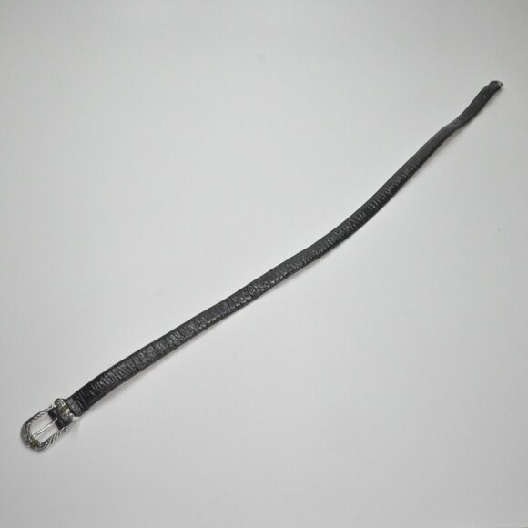 Vtg BRIGHTON Belt Womens Size L/34 Black Croc Embossed Leather Mix Metal Buckle - Picture 4 of 10